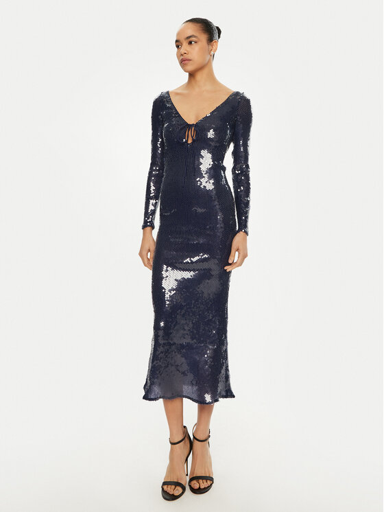 Bardot Kokteilinė suknelė · Tamsiai mėlyna · Midi