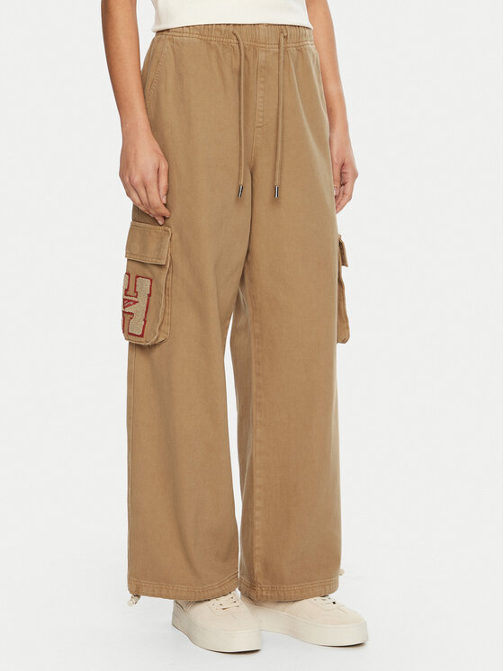 Tommy Jeans Medžiaginės kelnės · Smėlio · Relaxed Fit