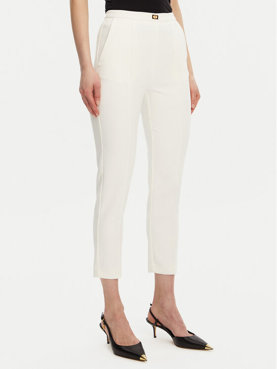 Elisabetta Franchi Medžiaginės kelnės · Balta · Regular Fit