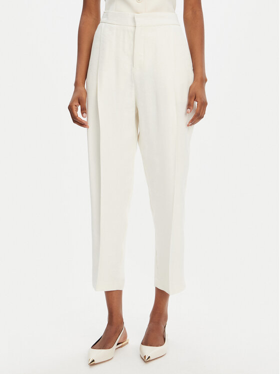 Elisabetta Franchi Medžiaginės kelnės · Écru · Regular Fit