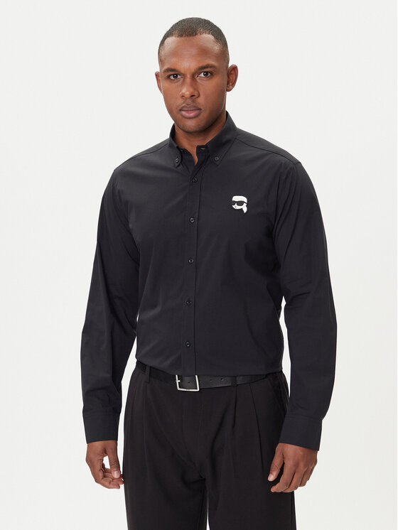 KARL LAGERFELD Marškiniai · Juoda · Slim Fit