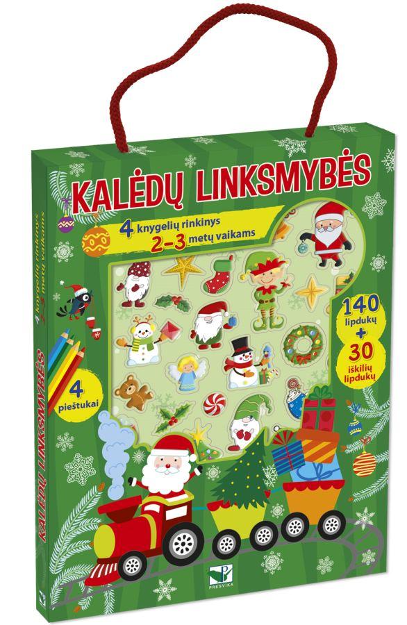 Kalėdų linksmybės. 4 knygelių rinkinys su lipdukais, 2–3 metų vaikams
