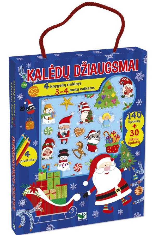 Kalėdų džiaugsmai. 4 knygelių rinkinys su lipdukais, 3–4 metų vaikams