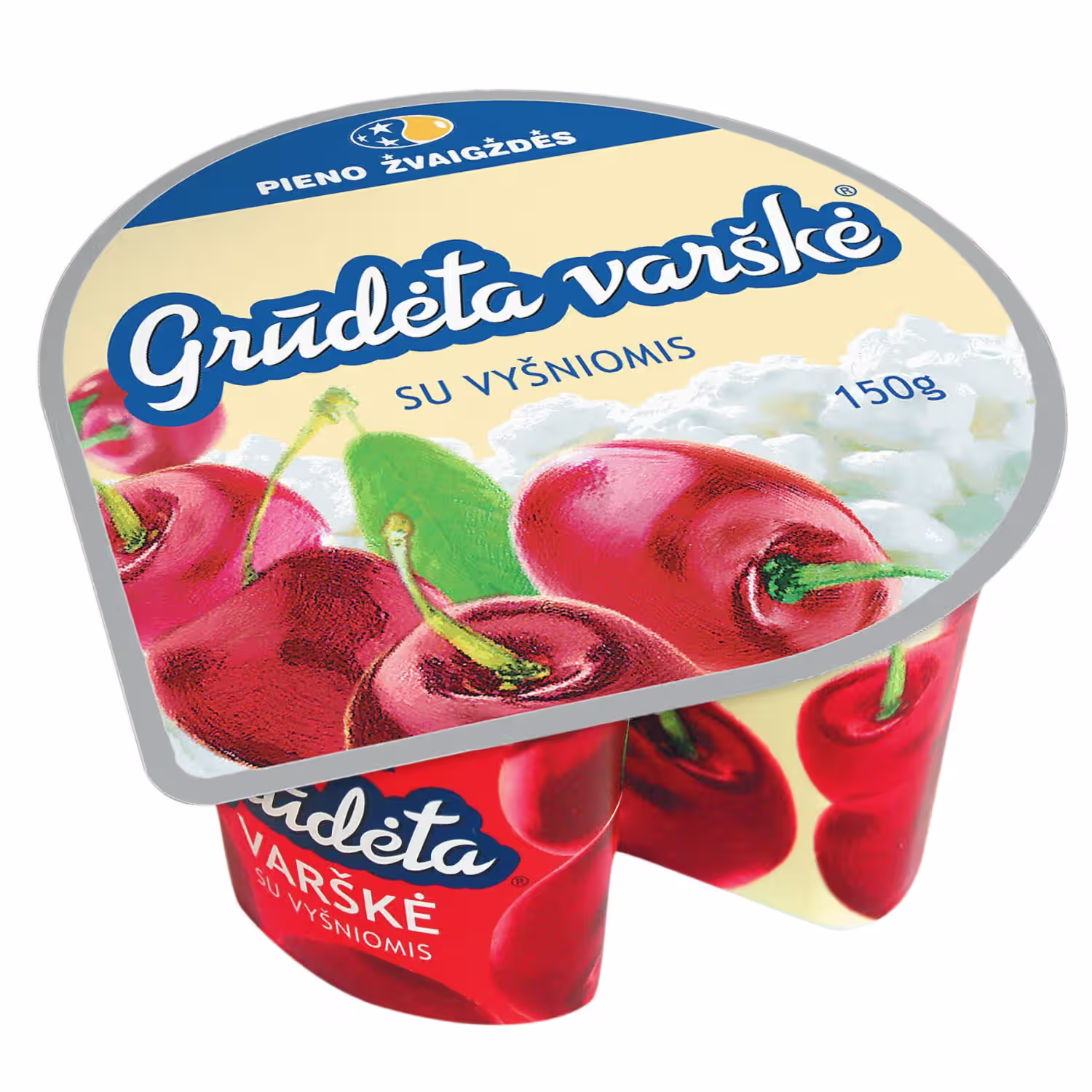 Grūd. varškė su vyšn. PIENO ŽVAIGŽDĖS,7%,150g