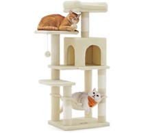 Songmics Kačių medis 45x35x112 cm smėlio spalvos audinys