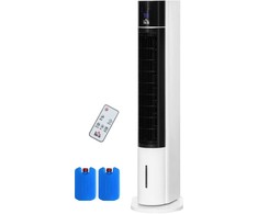 HOMCOM Bokštinis ventiliatorius su nuotolinio valdymo pulteliu 105 cm ventiliatorius, pjedestalinis ventiliatorius 52° svyruojantis koloninis ventiliatorius su 3 režimais 3 greičio lygiais 12 valandų laikmatis LED ekranas Baltas