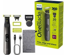 Barzdaskutė Philips OneBlade Pro 360 veidui + kūnui, QP6552/15, Juodos ir žalios spalvos