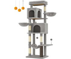 Songmics Feandrea Daugiaaukštis draskymo stovas 175 cm aukščio balandžių pilkos spalvos