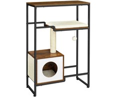 Songmics Kačių medis 74x34x114 cm Ruda mediena ir plienas