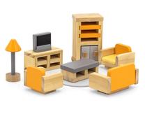 Lėlių namo baldas, rinkinys Viga Toys PolarB Sitting Room, geltona sp.