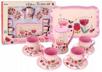 Žaislinis arbatos rinkinys, - Lean Toys Childrens Tin, rožinė sp.