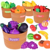 Žaisliniai virtuvės reikmenys, maisto prekių rinkinys Fun Food Fruits & Vegetables, įvairių spalvų