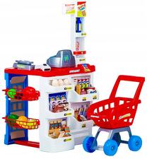 Žaislinės parduotuvės rinkinys EcoToys Supermarket, balta sp./raudona sp.