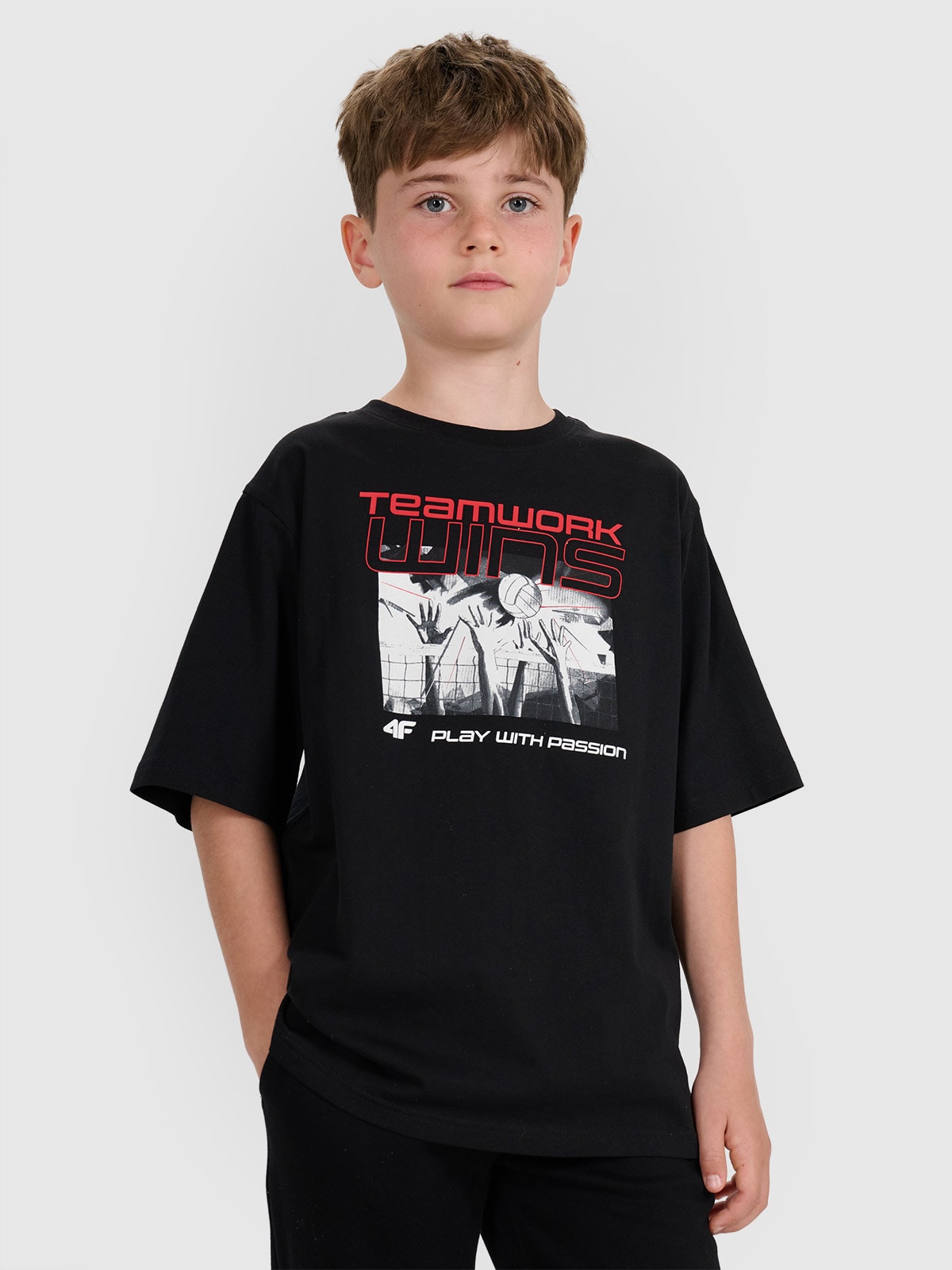 Vaikiški T-shirt oversize marškinėliai su spauda - juodi
