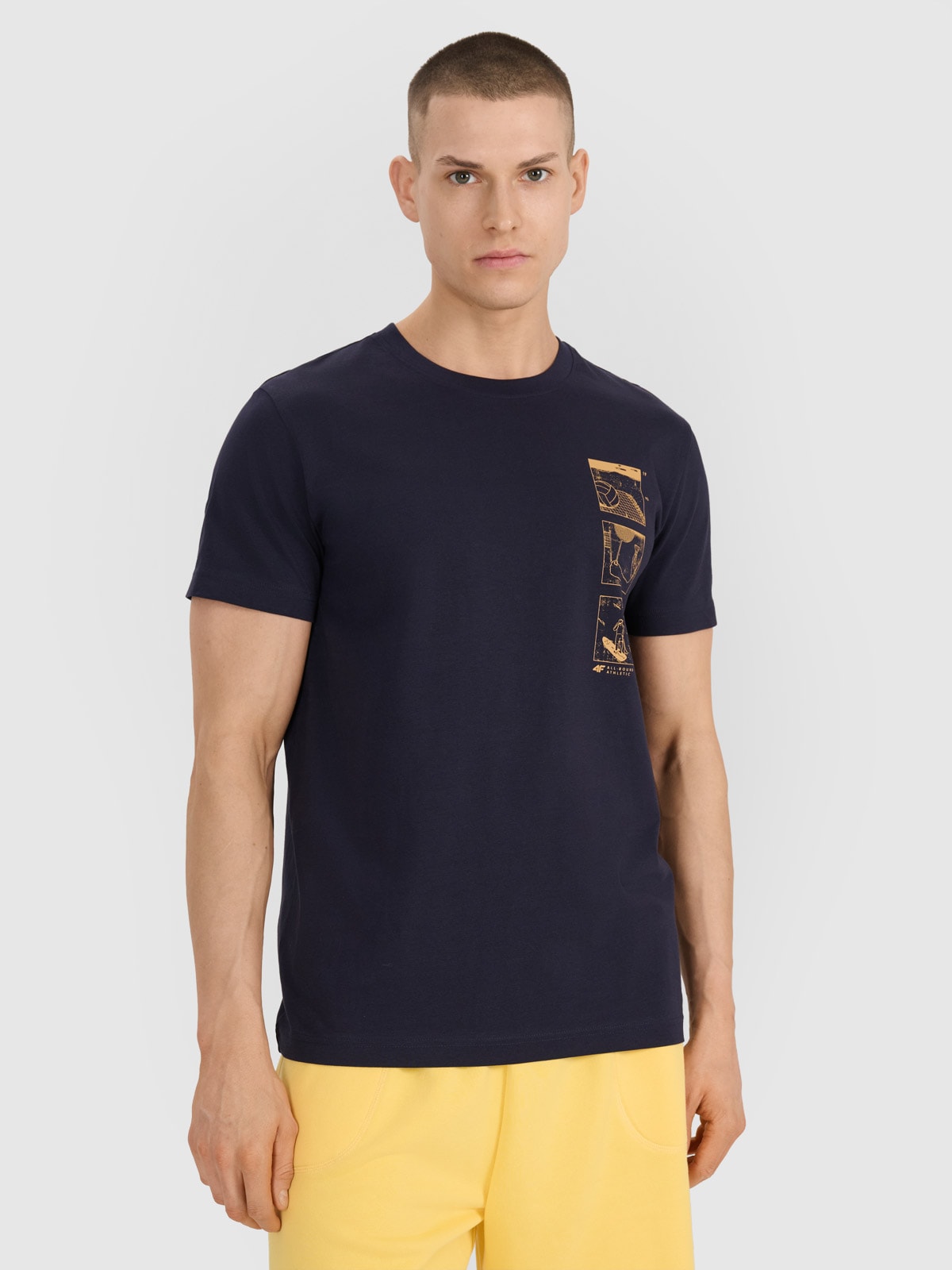 Vyriški T-shirt regular marškinėliai su spauda - tamsiai mėlyni