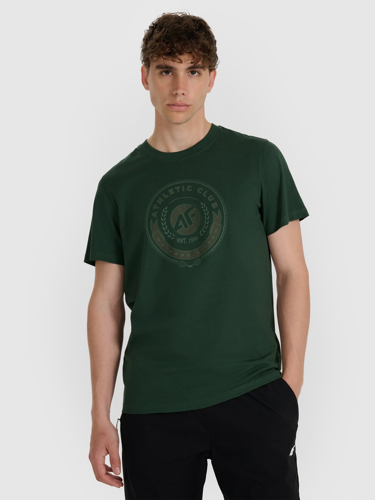 Vyriški T-shirt regular marškinėliai su spauda - žali