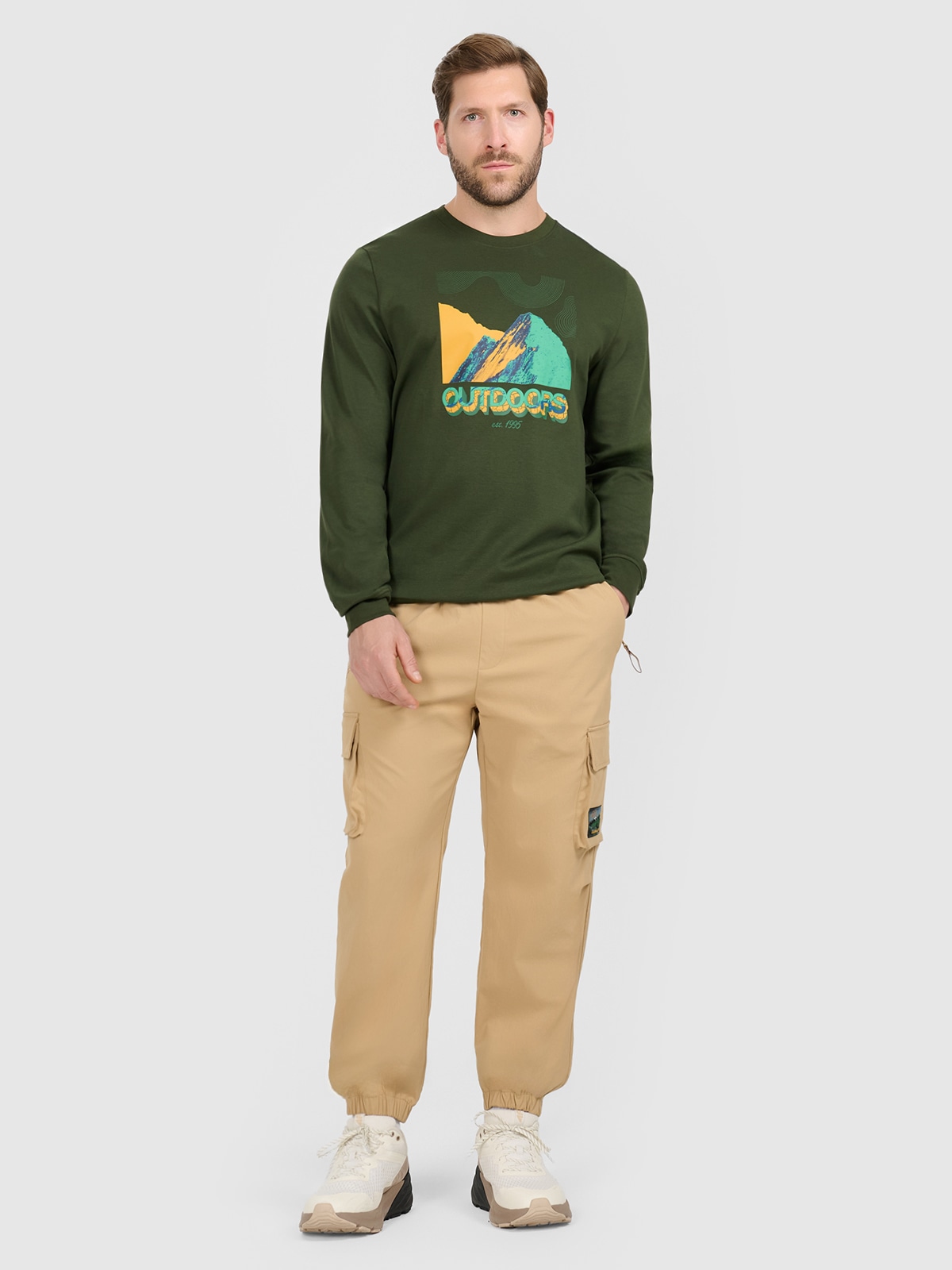Vyriškos casual cargo kelnės - smėlio spalvos
