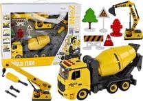  Statybos transporto priemonės Lean Toys Assembly Zone Build Team, 1:12, geltona sp.