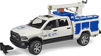  Žaislinis autokranas Bruder Service Truck RAM 2500 02509, 1:16, mėlyna sp./balta sp.