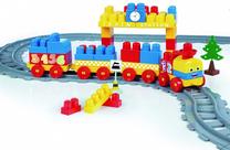  Žaislinis traukinys su bėgiais Wader Baby Blocks Train 41480, įvairių spalvų