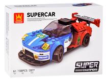 Konstruktorius, automobilis Wange Super Champions Supercar, 138 vnt., mėlyna sp./raudona sp.