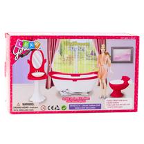 Lėlių namo baldas, rinkinys Lean Toys Bathroom 28111, balta sp./rožinė sp.