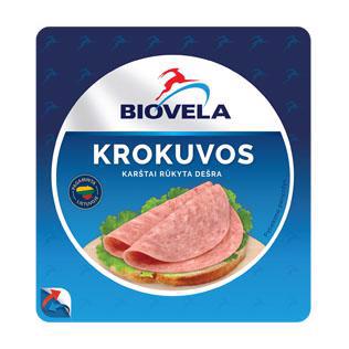 Karštai rūkyta pjaustyta KROKUVOS dešra BIOVELA, I r., 180 g