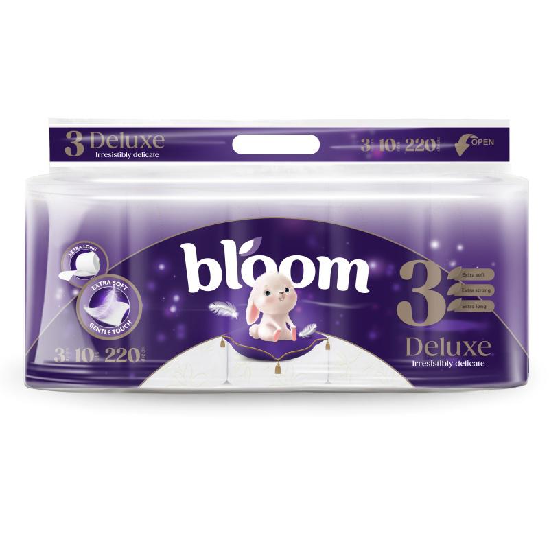 Tualetinis popierius BLOOM DELUXE, 3 sluoks., 10 ritinėlių, 10 vnt.