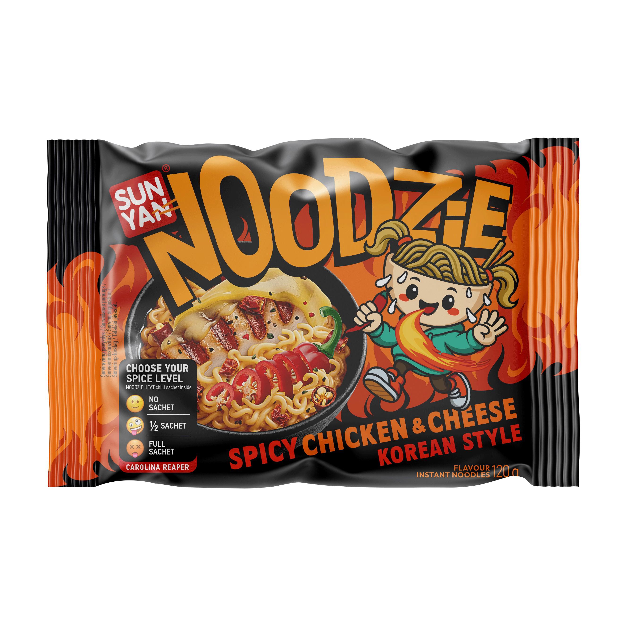 Greitai paruošiamas aštrus ramenas SUN YAN Noodzie Chicken & Cheese, 120g