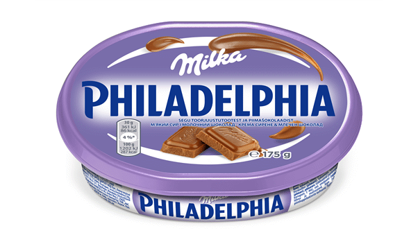 Tepamasis sūris PHILADELPHIA MILKA su šokoladu, 13 % rieb., 175 g
