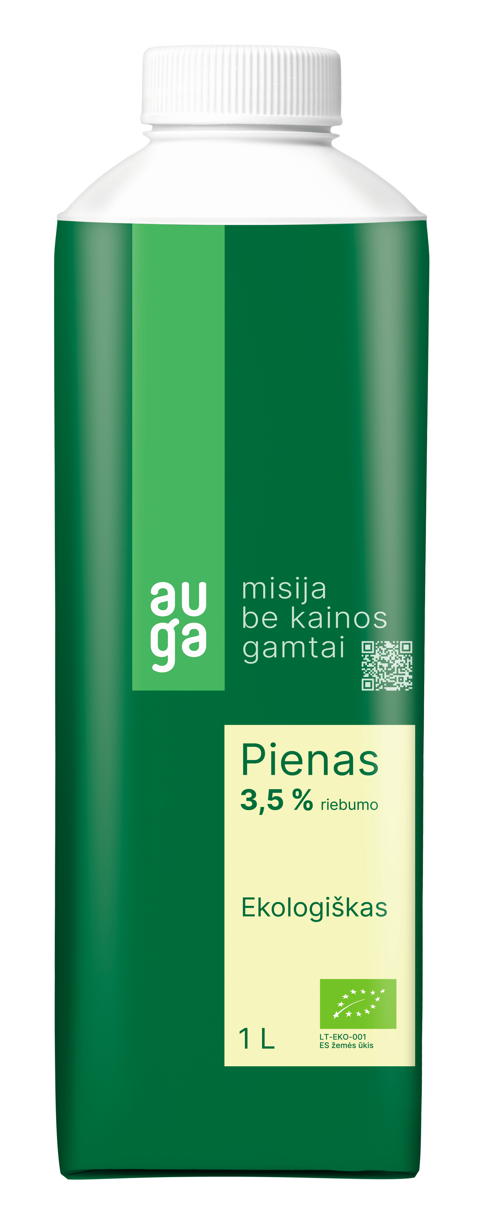Ekologiškas pienas AUGA, 3,5 % rieb., 1 l