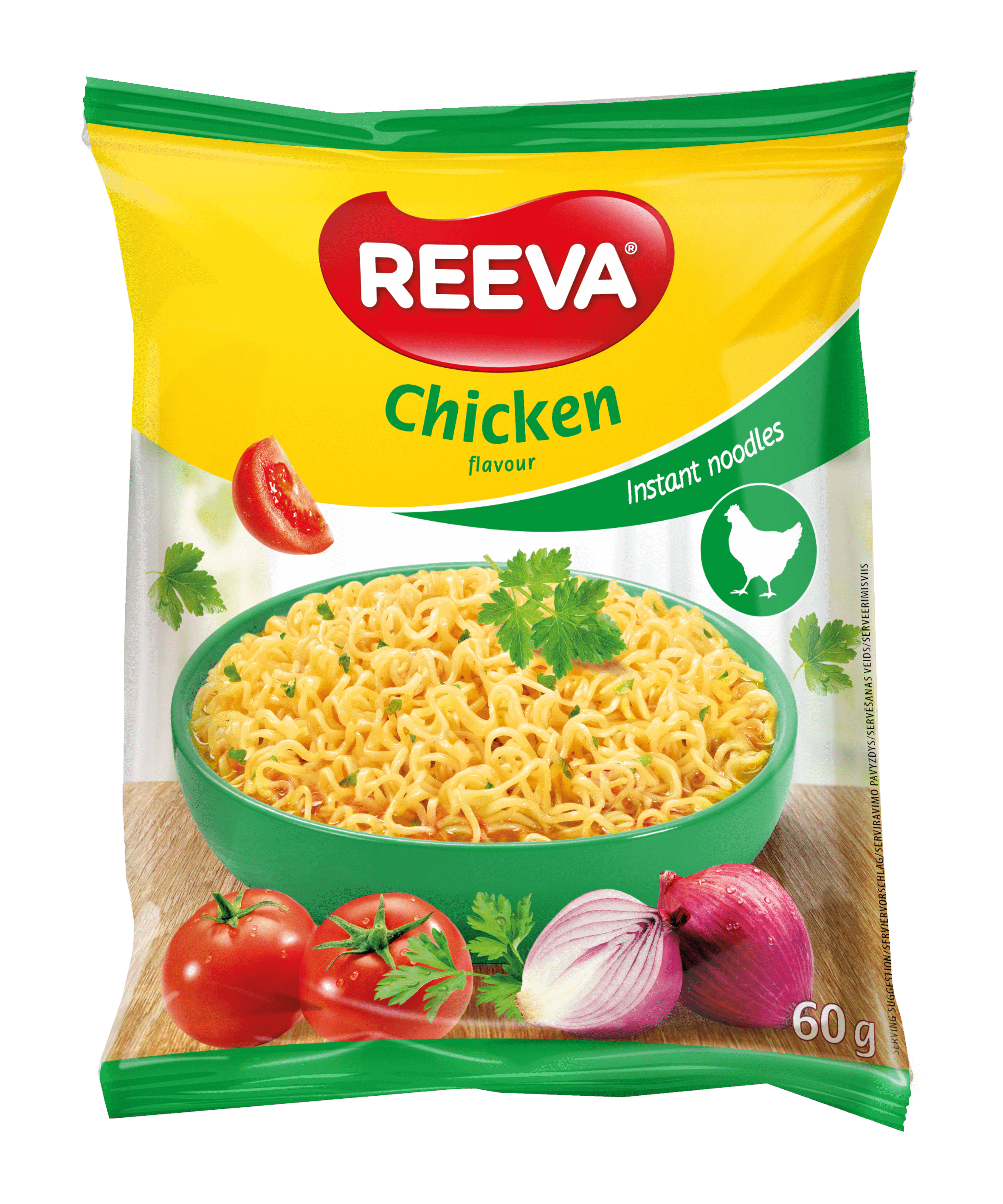 Greitai paruošiami makaronai REEVA, vištienos skonio, 60 g