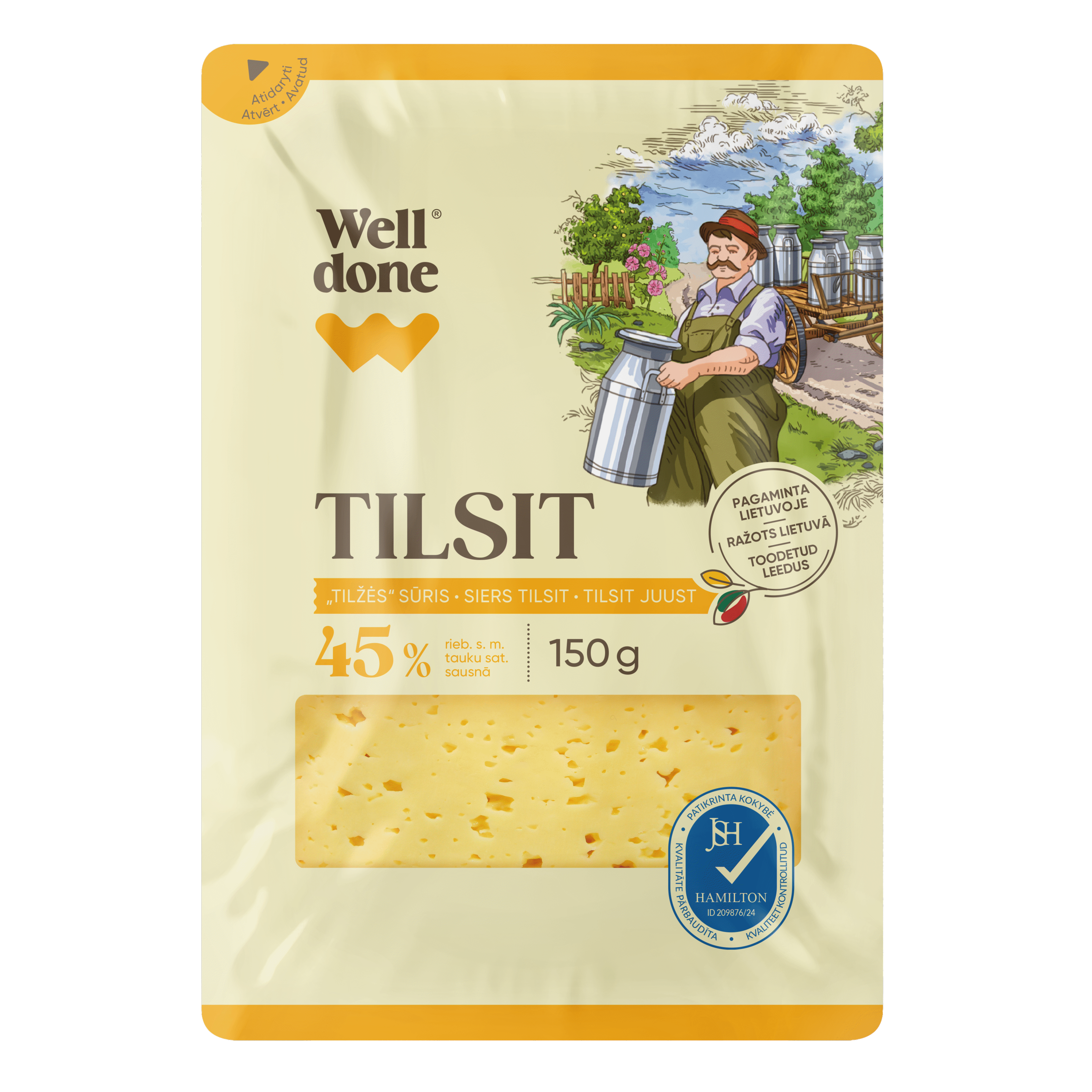 TILŽĖS sūris WELL DONE (riekėlės), 45 % rieb. s. m., 150 g