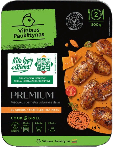 Viščiukų sparnelių vidurinės dalys sūrios karamelės marinate, 500 g