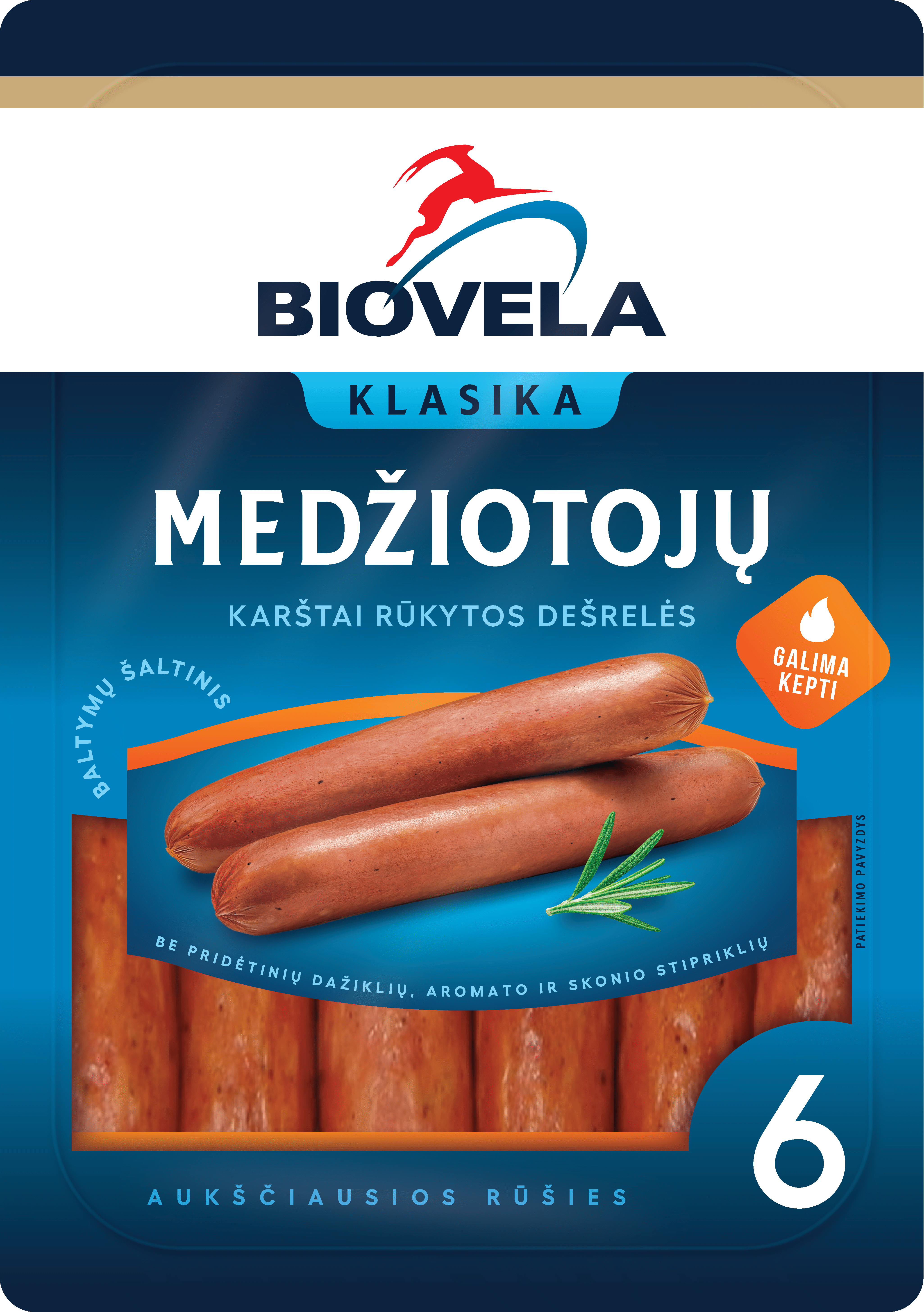 Karštai rūkytos BIOVELOS MEDŽIOTOJŲ dešrelės, A. r., 250 g