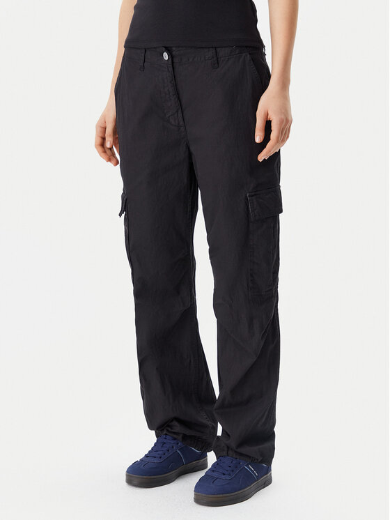 Tommy Jeans Medžiaginės kelnės · Juoda · Relaxed Fit