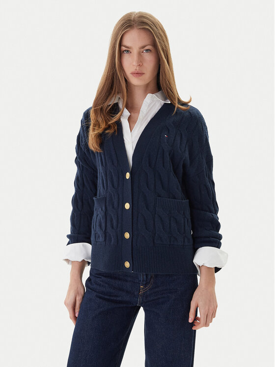 Tommy Hilfiger Kardiganas · Tamsiai mėlyna · Regular Fit
