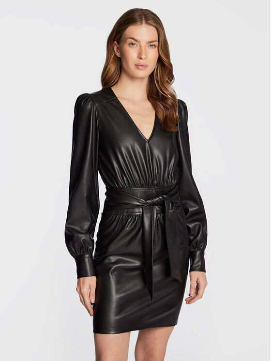 TWINSET Dirbtinės odos suknelė · Juoda · Mini