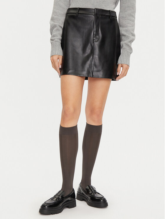 Calvin Klein Jeans Dirbtinės odos sijonas · Juoda · Mini