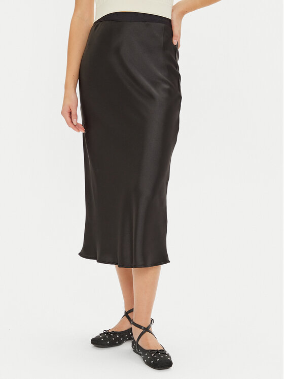 Gina Tricot Midi sijonas · Juoda · Midi