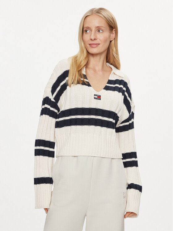 Tommy Jeans Megztinis · Écru · Relaxed Fit