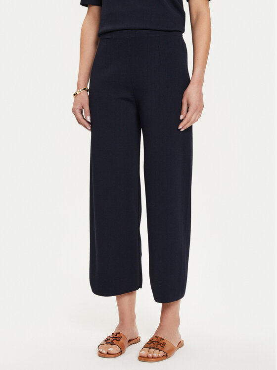 Max Mara Leisure Medžiaginės kelnės · Tamsiai mėlyna · Relaxed Fit