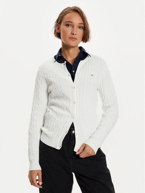 Gant Kardiganas · Balta · Slim Fit