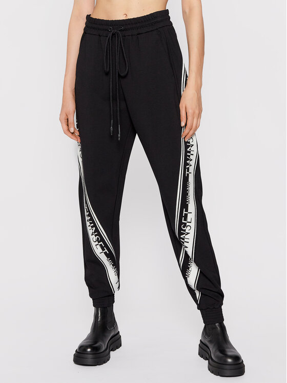 TWINSET Sportinės kelnės · Juoda · Regular Fit