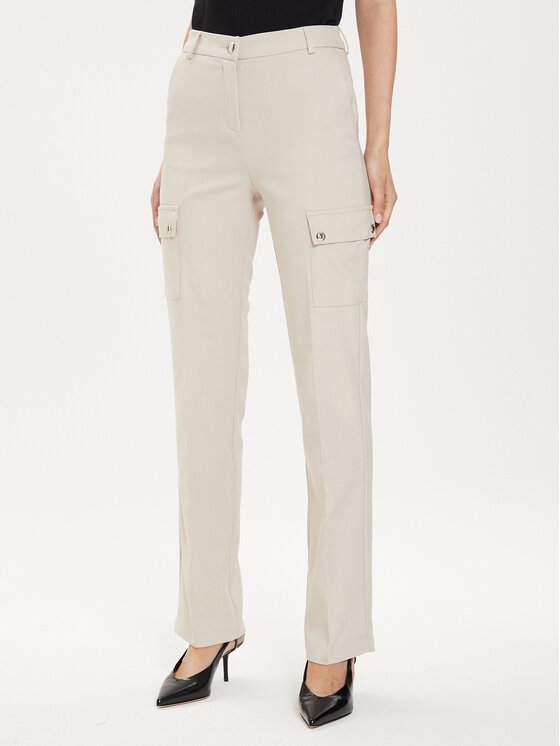 Morgan Medžiaginės kelnės · Smėlio · Slim Fit