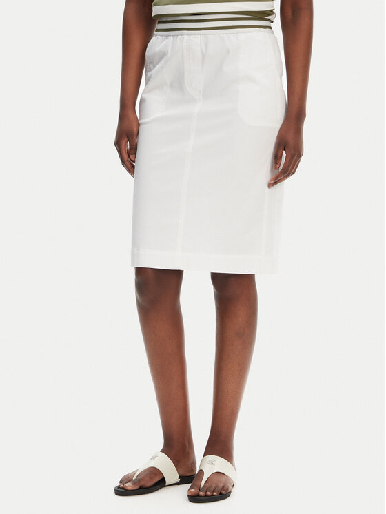 Olsen Tiesus sijonas · Balta · Midi