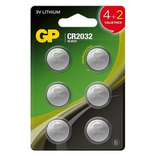 Elementai GP, art. CR2032, 4+2 vnt./pak.