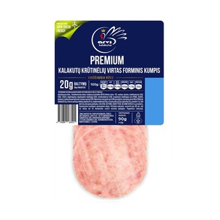 Virtas kalakutų krūtinėlių kumpis griežinėliais PREMIUM, 90 g