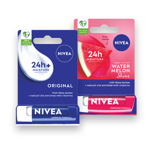 Lūpų balzam. NIVEA ORIGINAL CARE ir WATERMELON SHINE