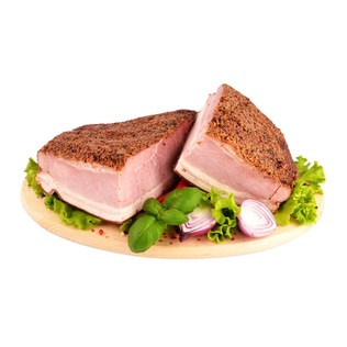 Sver. KAIMIŠKO DŪMO karšt. rūk. kiaulienos kumpis su oda, 1 kg